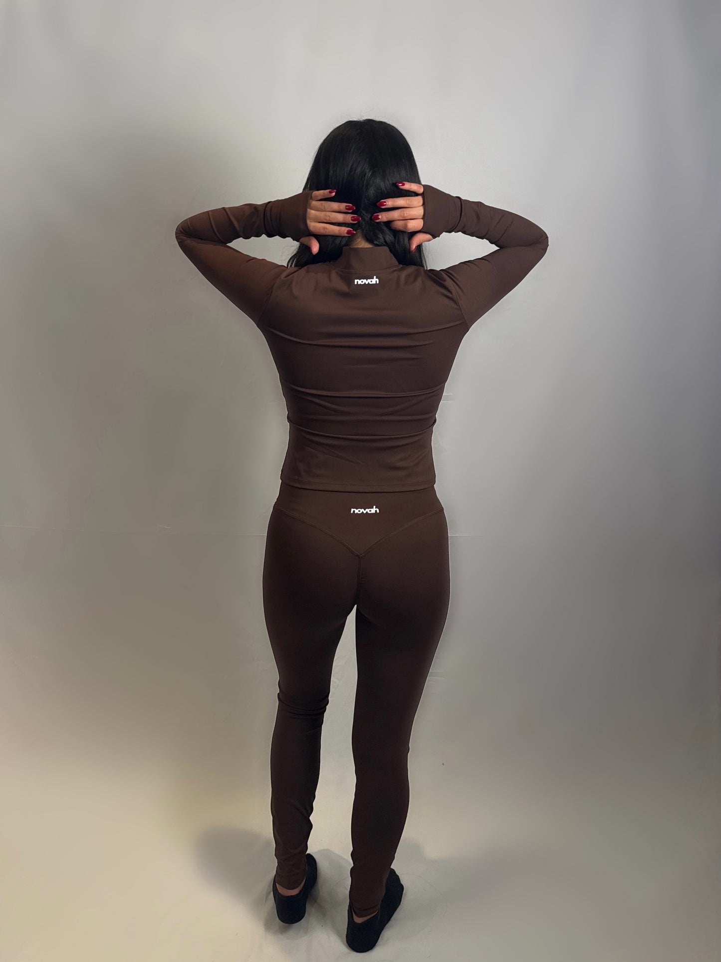 ‘CHOCOLATE’ zip up sculpt jacket