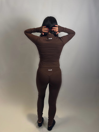 ‘CHOCOLATE’ zip up sculpt jacket