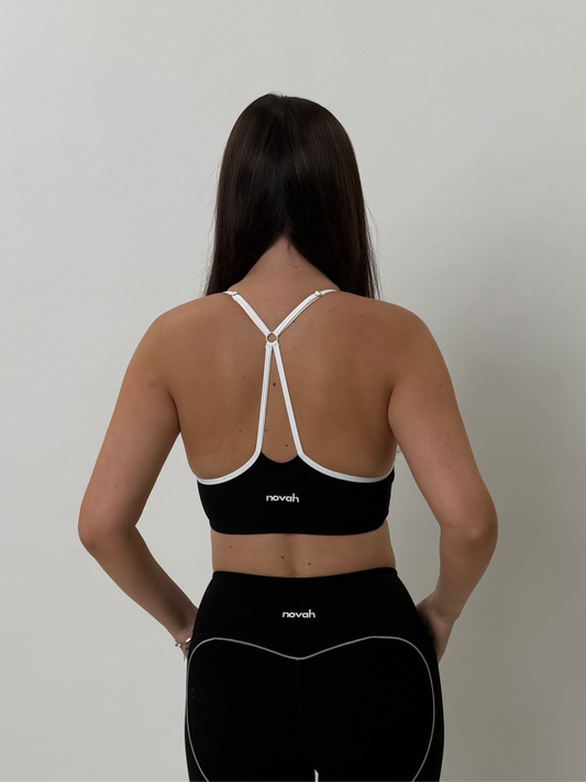 Black and white contrast sports bra