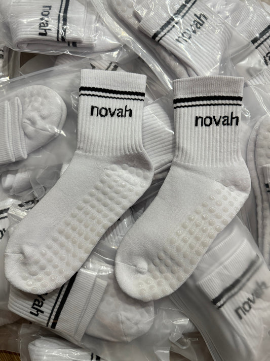 White Novah Pilates Socks